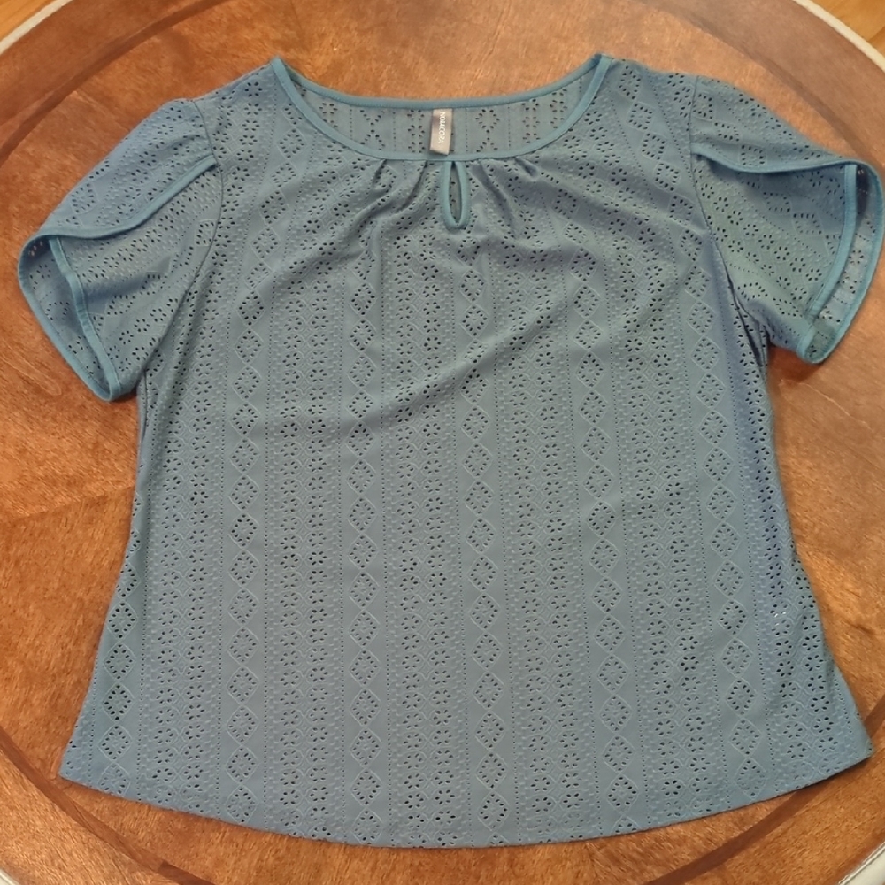 Blue Eyelet Women's Top